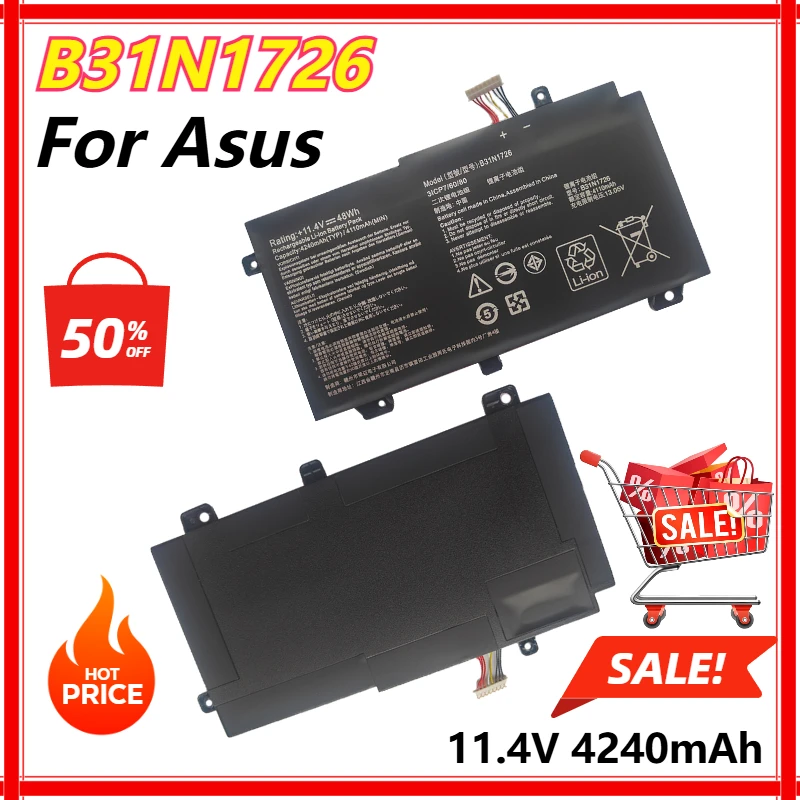 New B31N1726 B31BN91 Laptop Battery for Asus FX504 FX86 FX80GM FX505GE FX505DT FX80GE PX505GD PX505GE FX505GM FX80G
New B31N1726 B31BN91 Laptop Battery for Asus FX504 FX86 FX80GM FX505GE FX505DT FX80GE PX505GD PX505GE FX505GM FX80G