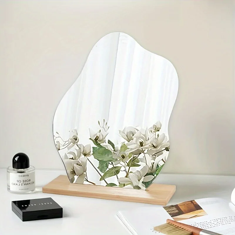 1PC Regular Aesthetic Vanity Acrylic Mirror Frameless, Cloud Shape Decorative Desk Tabletop Mirrors with Wooden Stand for Decor
1PC Regular Aesthetic Vanity Acrylic Mirror Frameless, Cloud Shape Decorative Desk Tabletop Mirrors with Wooden Stand for Decor