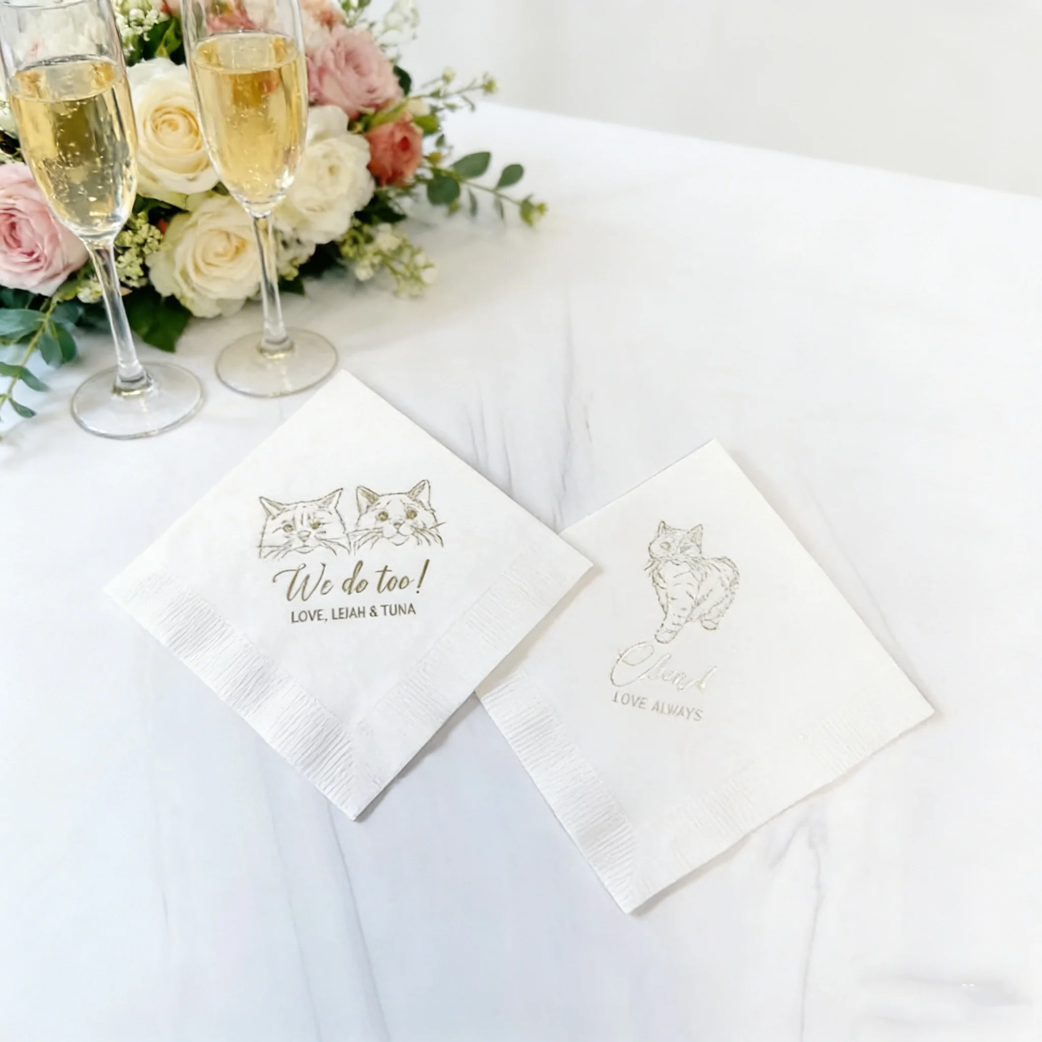 50pcs Personalized Cat Theme Foil Wedding Napkins Custom Printed for Bridal Shower & Engagement Party Table Decor
50pcs Personalized Cat Theme Foil Wedding Napkins Custom Printed for Bridal Shower & Engagement Party Table Decor