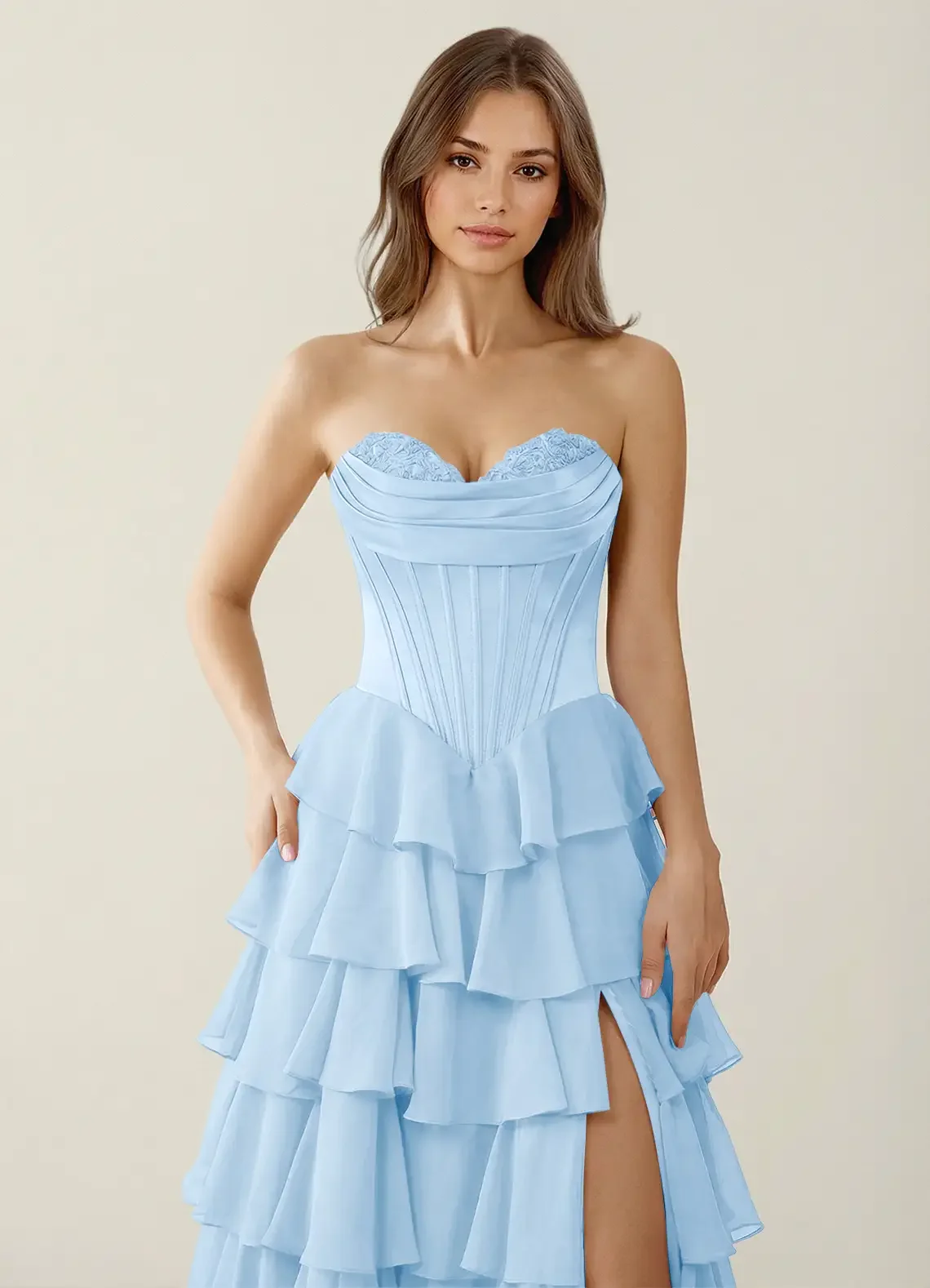 Elegant Strapless Sweetheart A-Line Evening Dress Side Slit Long Tiered Ruffle Chiffon Formal Cocktail Prom Party Vestidos
Elegant Strapless Sweetheart A-Line Evening Dress Side Slit Long Tiered Ruffle Chiffon Formal Cocktail Prom Party Vestidos