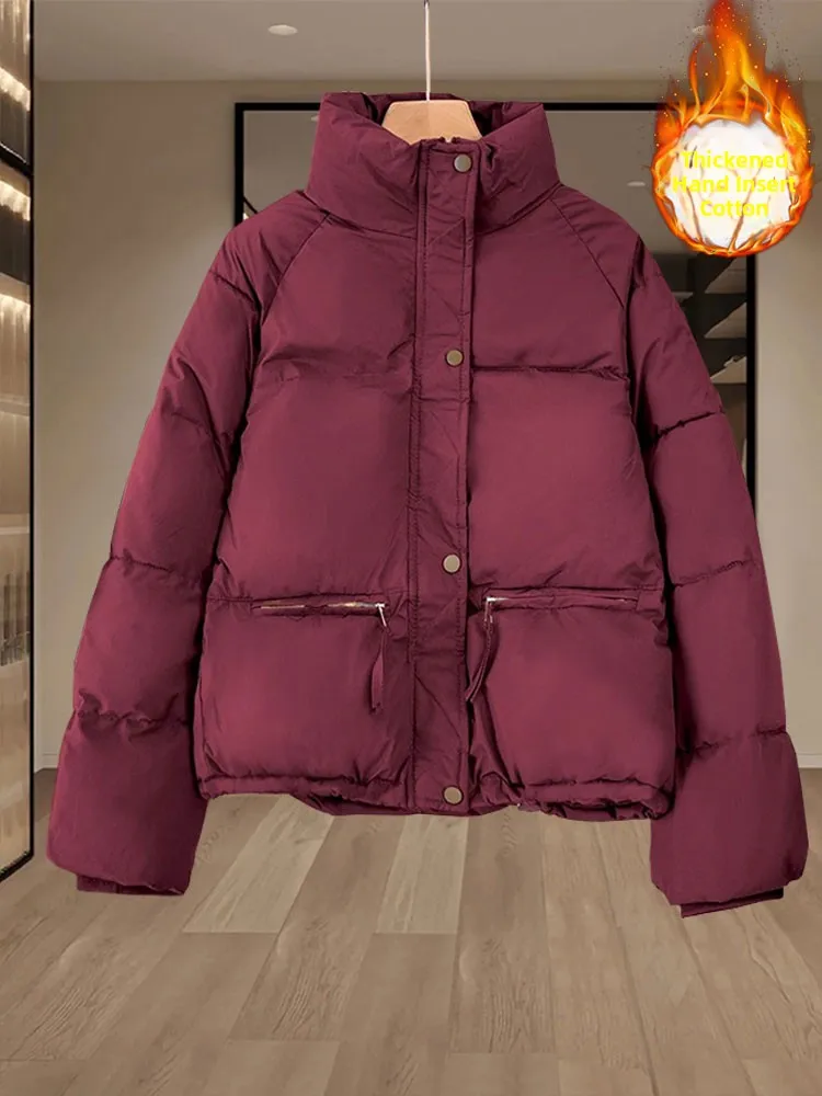 Thickened Short Cotton Jacket Women's Small Size New Style Bread Coat Warmth Outerwear Korean Style Loose Fit Long Sleeve
Thickened Short Cotton Jacket Women's Small Size New Style Bread Coat Warmth Outerwear Korean Style Loose Fit Long Sleeve
