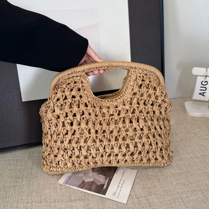 Designer Woven Handbag Fashion Hollow Oute Beach Bag Summer Straw Bolsos Female Fashion Handmade Knitting Bag Khaki Sac A Main
Designer Woven Handbag Fashion Hollow Oute Beach Bag Summer Straw Bolsos Female Fashion Handmade Knitting Bag Khaki Sac A Main