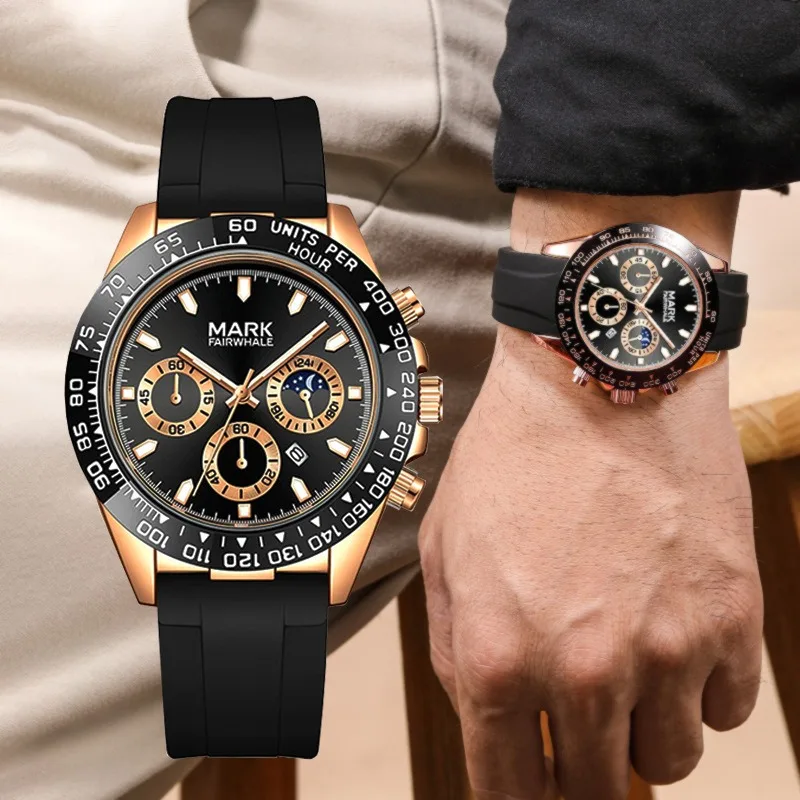 Mark Fairwhale Simple Men's Quartz Wristwatch Two gear adjustment with Calendar Silicone Strap relojes para caballeros
Mark Fairwhale Simple Men's Quartz Wristwatch Two gear adjustment with Calendar Silicone Strap relojes para caballeros