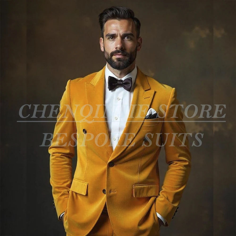 Fashion Yellow Velvet Men's Suits High Quality Velvet Single Breasted Peak Lapel Slim Fit 2 Piece Jacket Pants Outfits Blazer
Fashion Yellow Velvet Men's Suits High Quality Velvet Single Breasted Peak Lapel Slim Fit 2 Piece Jacket Pants Outfits Blazer