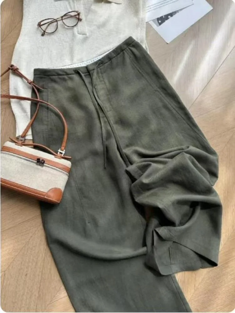 High Waist Wide Leg Casual Green Pants for Women Commute Style Loose Fit Summer New Arrival Elegant Ladylike Rock Salt
High Waist Wide Leg Casual Green Pants for Women Commute Style Loose Fit Summer New Arrival Elegant Ladylike Rock Salt