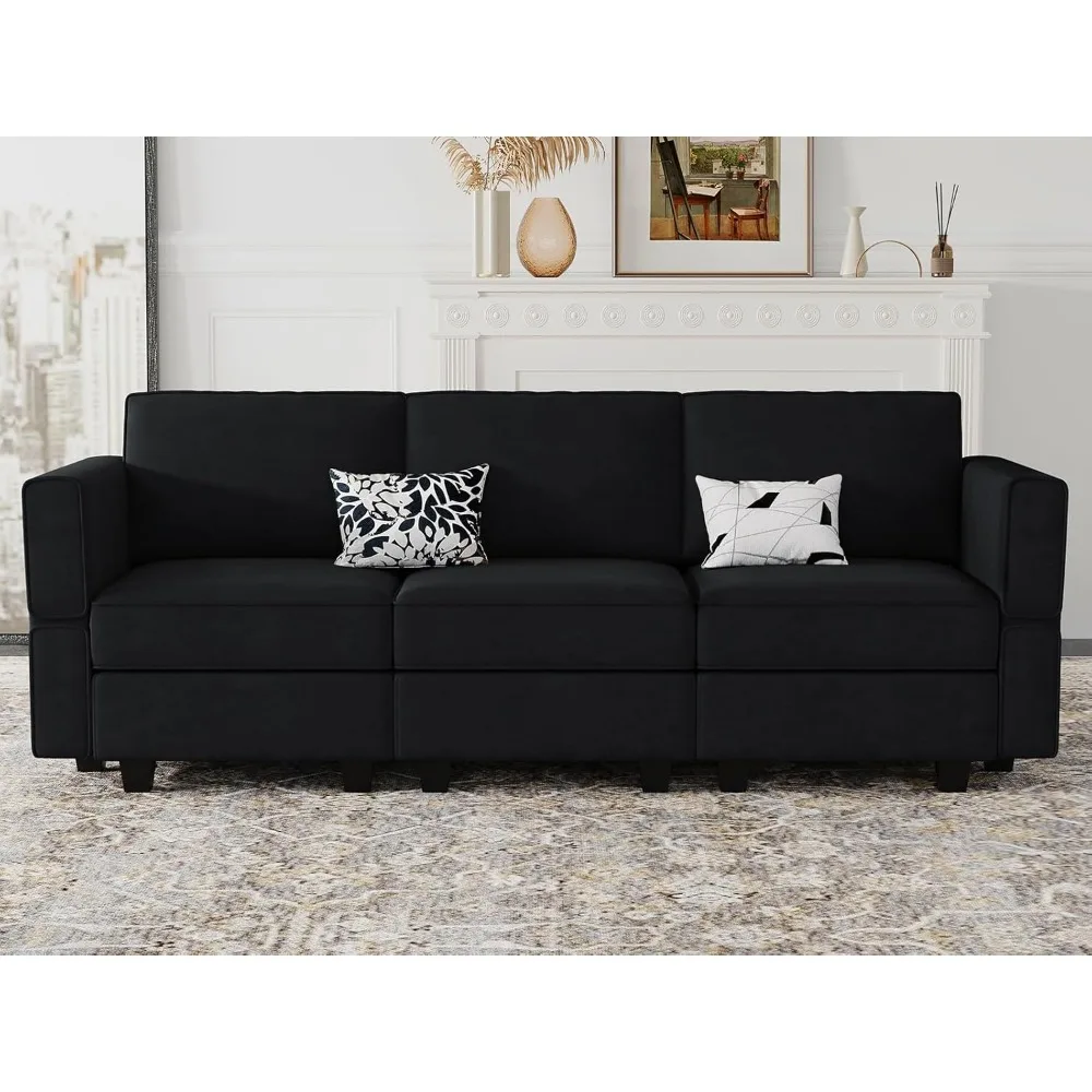 Modular Sofa Couch with Storage Seats Velvet 3 Seater Sofa for Living Room Black
Modular Sofa Couch with Storage Seats Velvet 3 Seater Sofa for Living Room Black