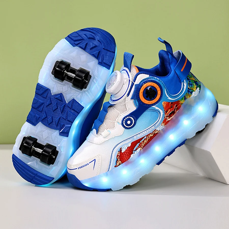 Children's Four Wheel Luminous Sports Shoes LED Light Roller Skating Shoes Boys and Girls USB Charging Training Shoes for Kids
Children's Four Wheel Luminous Sports Shoes LED Light Roller Skating Shoes Boys and Girls USB Charging Training Shoes for Kids
