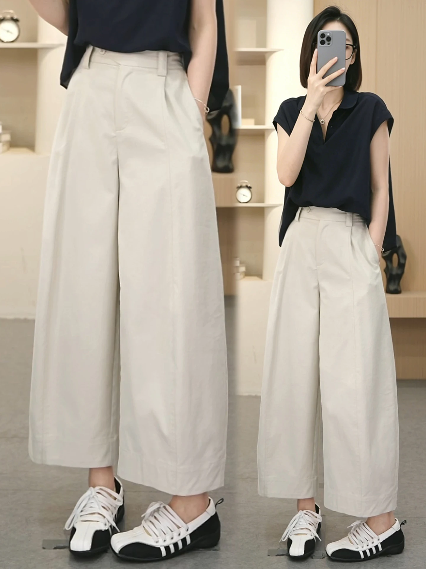 High Waist Loose Straight Leg Pants Women's Summer Thin New Small Size Casual Loose Slimming Wide Leg Pants Knife
High Waist Loose Straight Leg Pants Women's Summer Thin New Small Size Casual Loose Slimming Wide Leg Pants Knife