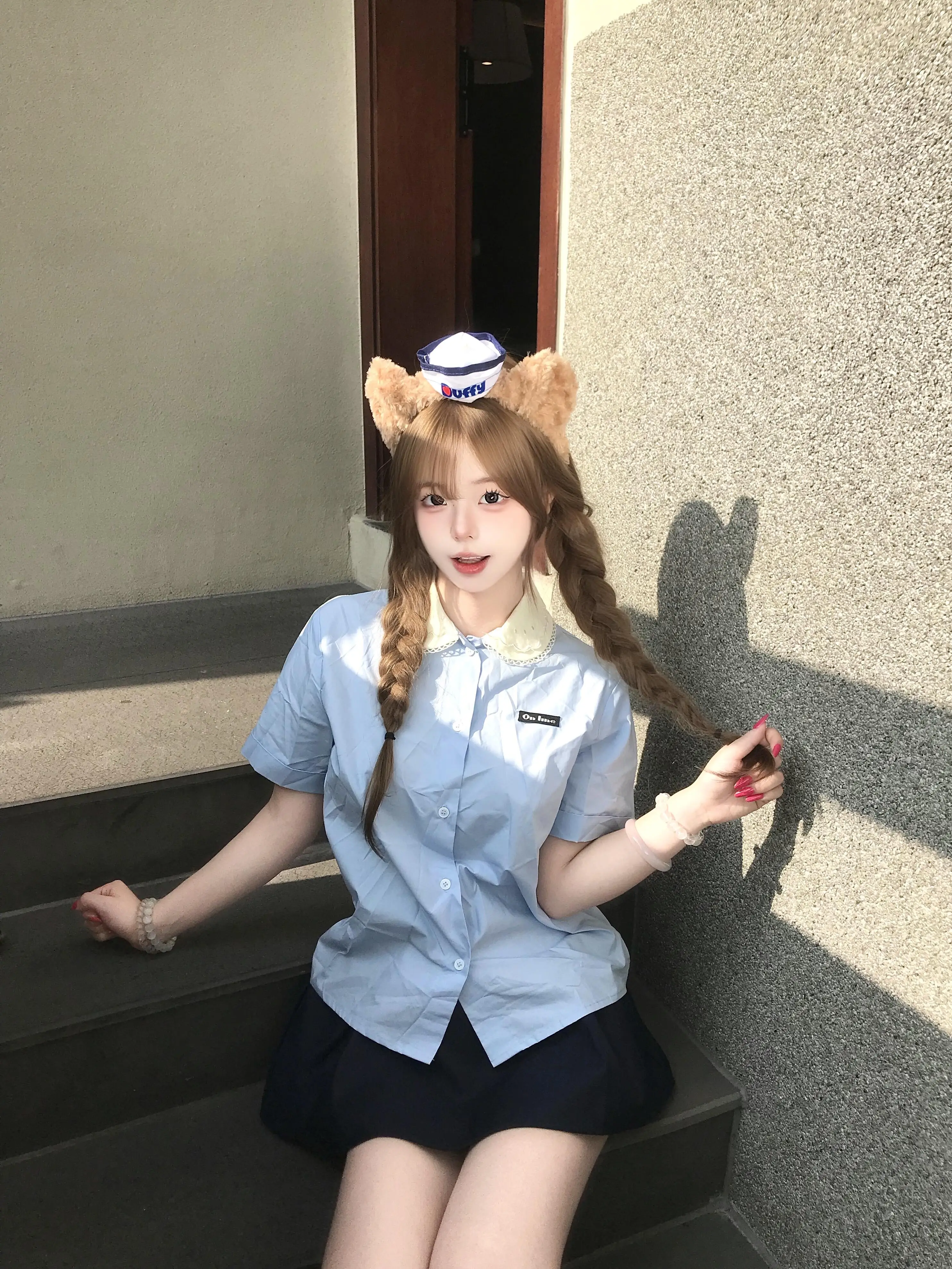 Korean Style Blue Doll Collar Short Sleeve Shirt And A-Line Skirt Student Uniform Set Summer Collection 2026
Korean Style Blue Doll Collar Short Sleeve Shirt And A-Line Skirt Student Uniform Set Summer Collection 2026