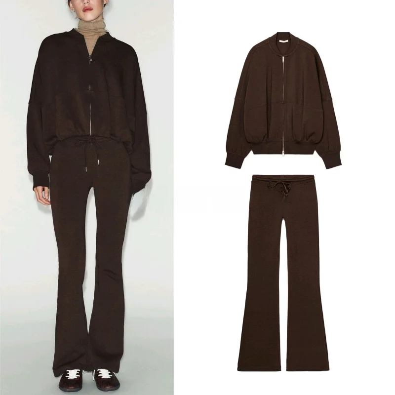 Women's Pilot Jacket Coat Long Sleeve High Waist Belted Double Sided Cloth Flared Pants Fashion Set Casual Style Autumn Wear
Women's Pilot Jacket Coat Long Sleeve High Waist Belted Double Sided Cloth Flared Pants Fashion Set Casual Style Autumn Wear