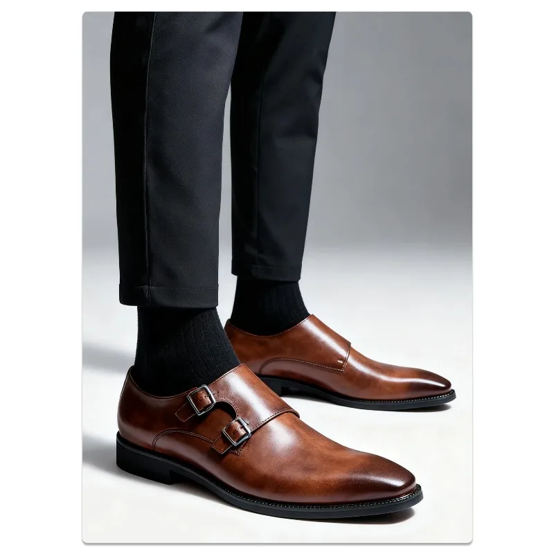 Classic Retro Dress Men's Monk Leather Shoes With Pointed Toe Buckle Business Office Wedding Comfortable Men's Oxfords Shoes
Classic Retro Dress Men's Monk Leather Shoes With Pointed Toe Buckle Business Office Wedding Comfortable Men's Oxfords Shoes