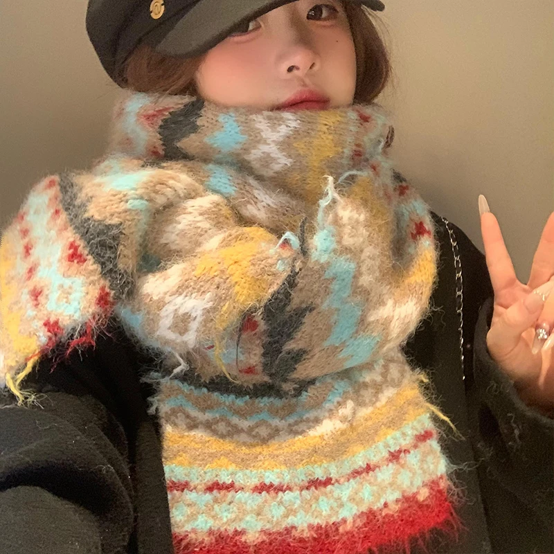 Осенне-зимний плюшевый платок Fair Island Mahai, женский теплый вязаный шарф высокого класса в стиле ретро, модная девушка
Осенне-зимний плюшевый платок Fair Island Mahai, женский теплый вязаный шарф высокого класса в стиле ретро, модная девушка