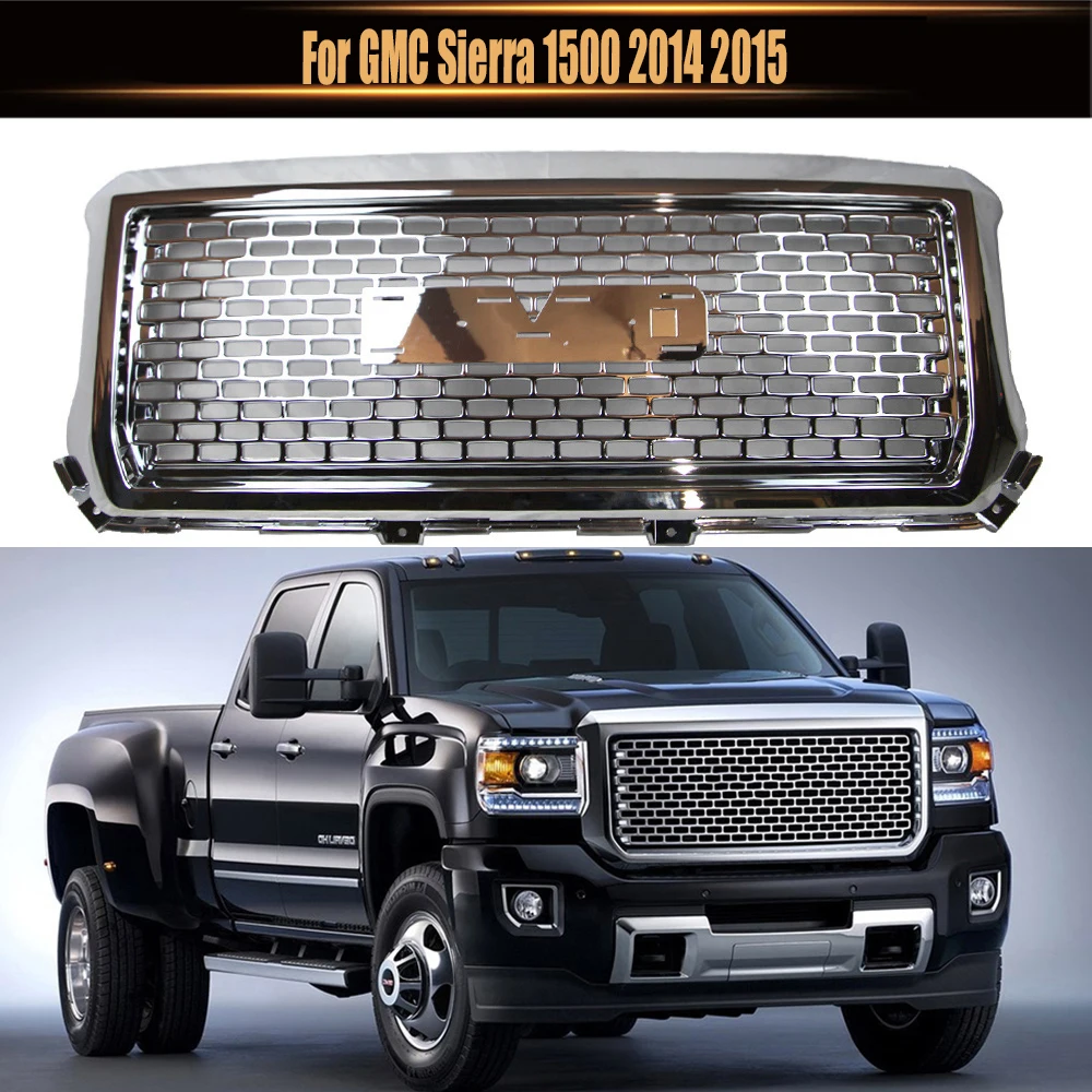 For GMC Sierra 1500 2014 2015 Car-Styling ABS High Quality Racing Grille Front Upper Grill Bumper Mesh Hood Grills Chrome
For GMC Sierra 1500 2014 2015 Car-Styling ABS High Quality Racing Grille Front Upper Grill Bumper Mesh Hood Grills Chrome