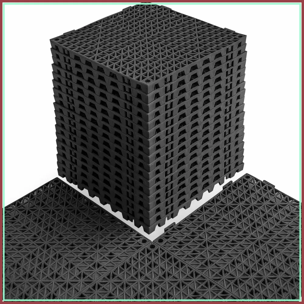 18 Pack 12x12 Modular Interlocking Floor Mats, Soft PVC Non-Slip Drainage Tiles for Deck, Shower, Pool, Basement, Shed
18 Pack 12x12 Modular Interlocking Floor Mats, Soft PVC Non-Slip Drainage Tiles for Deck, Shower, Pool, Basement, Shed