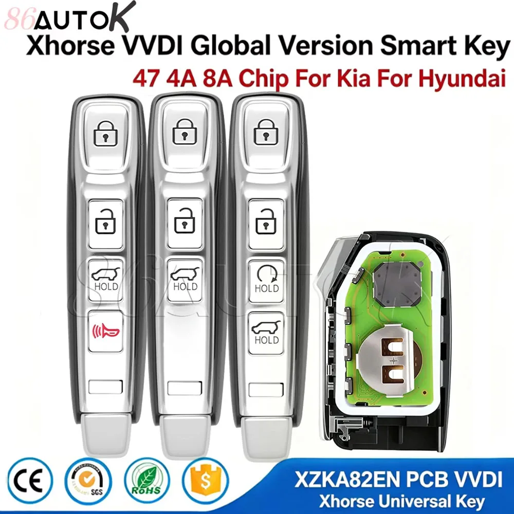 86AUTOK - Умный ключ-пульт для Hyundai и KIA с чипом 47 4A 8A XZKA82EN VVDI Xhorse, глобальная версия, 3/4 кнопки
86AUTOK - Умный ключ-пульт для Hyundai и KIA с чипом 47 4A 8A XZKA82EN VVDI Xhorse, глобальная версия, 3/4 кнопки