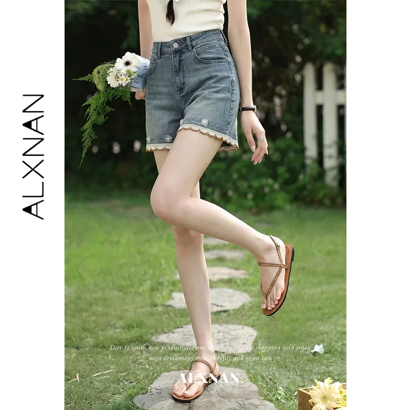 ALXNAN Women Denim Shorts Summer New Embroidered Lace Casual Blue Jeans Short Pants Vintage Wide Leg High Waist Shorts L65101-1
ALXNAN Women Denim Shorts Summer New Embroidered Lace Casual Blue Jeans Short Pants Vintage Wide Leg High Waist Shorts L65101-1