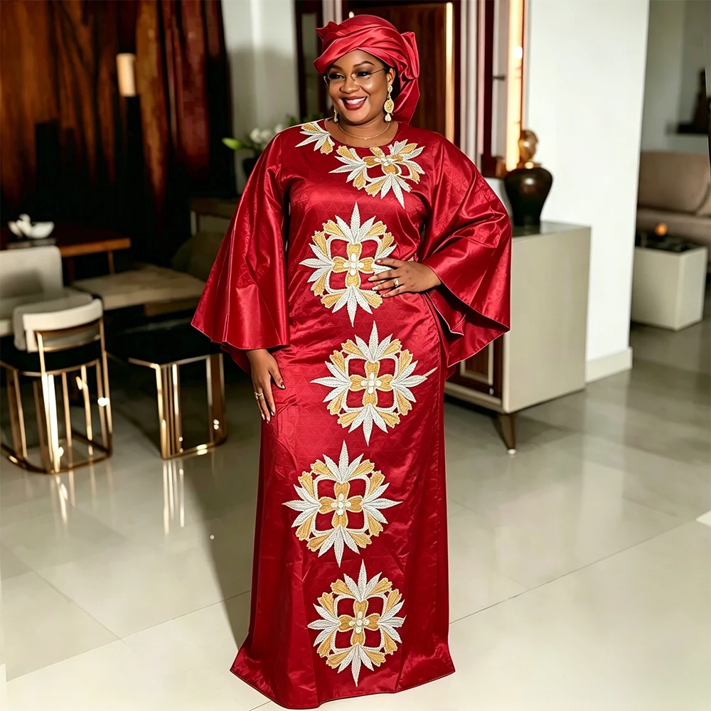 African Clothes for Women 2026 Plus Size Dashiki Ankara Embroidery Bazin Riche Design Wedding Party Dresses With Headscarf
African Clothes for Women 2026 Plus Size Dashiki Ankara Embroidery Bazin Riche Design Wedding Party Dresses With Headscarf