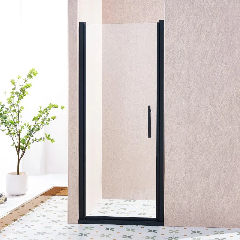 32-33.5"W x 75"H Pivot Single Swing Shower Door, Aluminium Alloy in Matte Black, 1/4" (6mm) Thick SGCC Tempered Clear Glass.
32-33.5"W x 75"H Pivot Single Swing Shower Door, Aluminium Alloy in Matte Black, 1/4" (6mm) Thick SGCC Tempered Clear Glass.