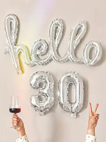 3pcs Silver Metallic Hello Aluminum Foil Balloons, Happy New Year 2025, Suitable for Birthday Party Decorations, New Yearations