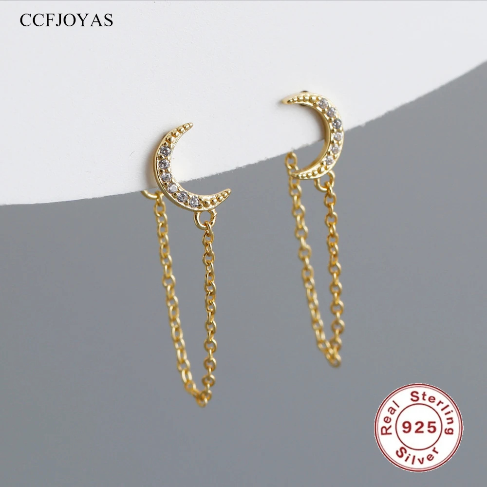 CCFJOYAS 925 Sterling Silver Tassel Chain Moon Drop Earrings Simple INS Zircon Meniscus Earrings Women Fine Jewelry 2023
CCFJOYAS 925 Sterling Silver Tassel Chain Moon Drop Earrings Simple INS Zircon Meniscus Earrings Women Fine Jewelry 2023