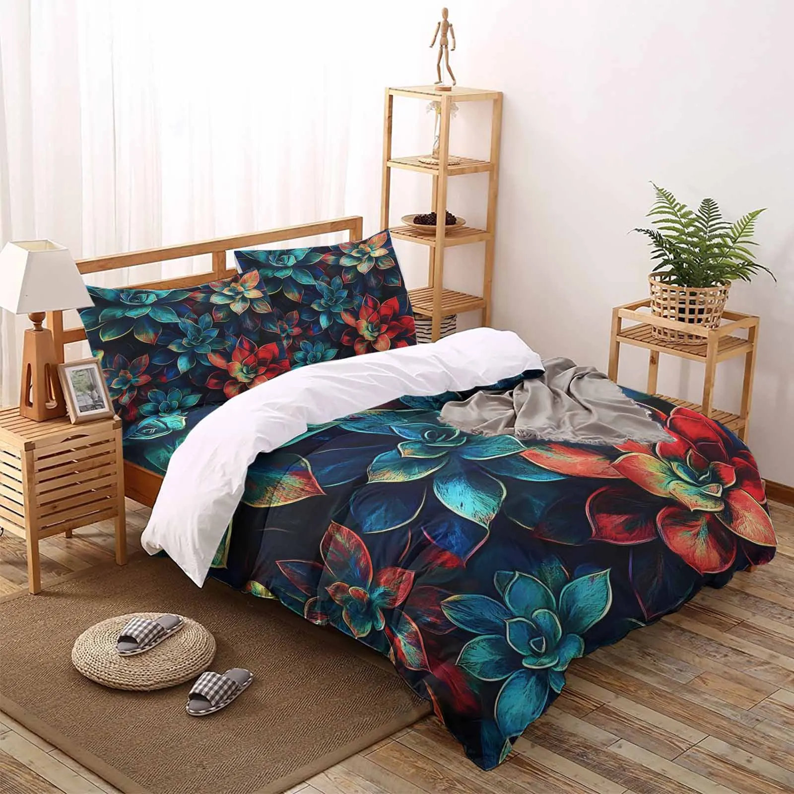 Blue Nostalgic Succulent Plant Comfortable Household Goods Bedroom Bed Luxury Duvet Cover 2/3/4 Pieces
Blue Nostalgic Succulent Plant Comfortable Household Goods Bedroom Bed Luxury Duvet Cover 2/3/4 Pieces