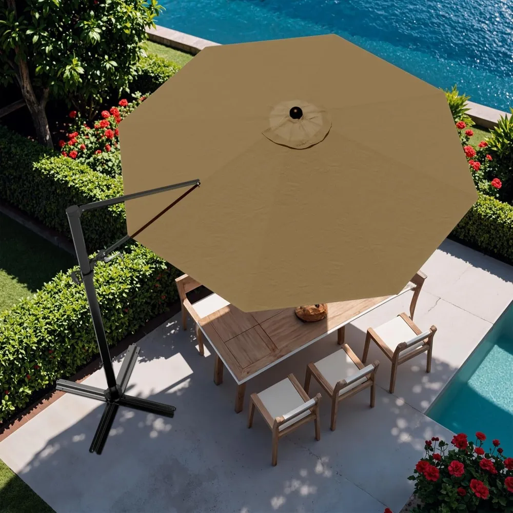 10ft Cantilever Patio Umbrella, Round Large Outdoor Umbrella with 360-Degree Rotation, Hanging Offset Market Sun, Customized
10ft Cantilever Patio Umbrella, Round Large Outdoor Umbrella with 360-Degree Rotation, Hanging Offset Market Sun, Customized