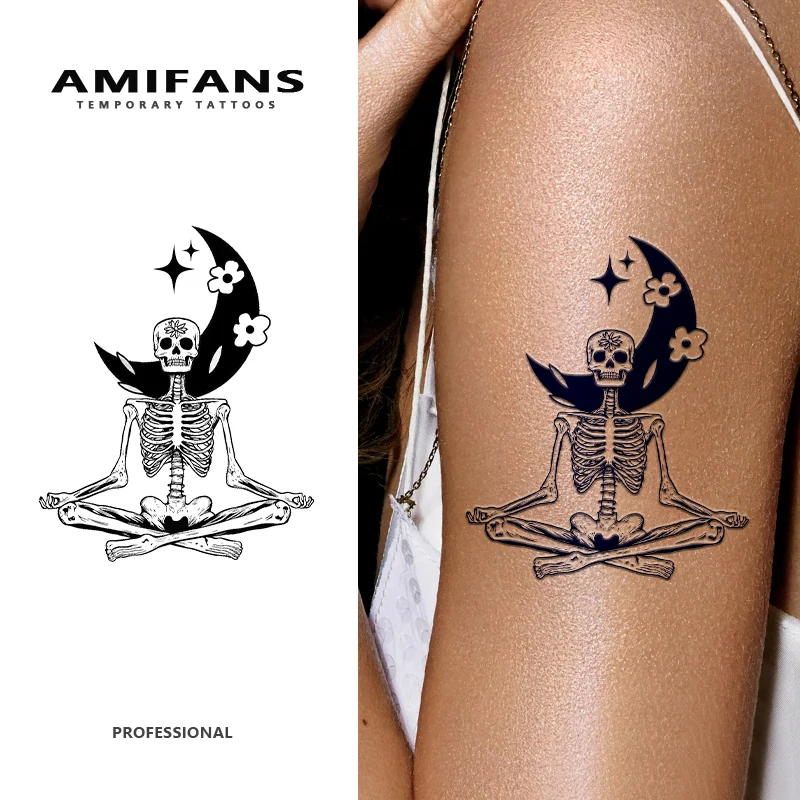 3 Sheets Semi Permanent Tattoo Meditating Skull Temporary Tattoo 3.9'' X 3.6'', Lasting 1-2 Weeks Tattoo, Long Lasting Tattoo
3 Sheets Semi Permanent Tattoo Meditating Skull Temporary Tattoo 3.9'' X 3.6'', Lasting 1-2 Weeks Tattoo, Long Lasting Tattoo