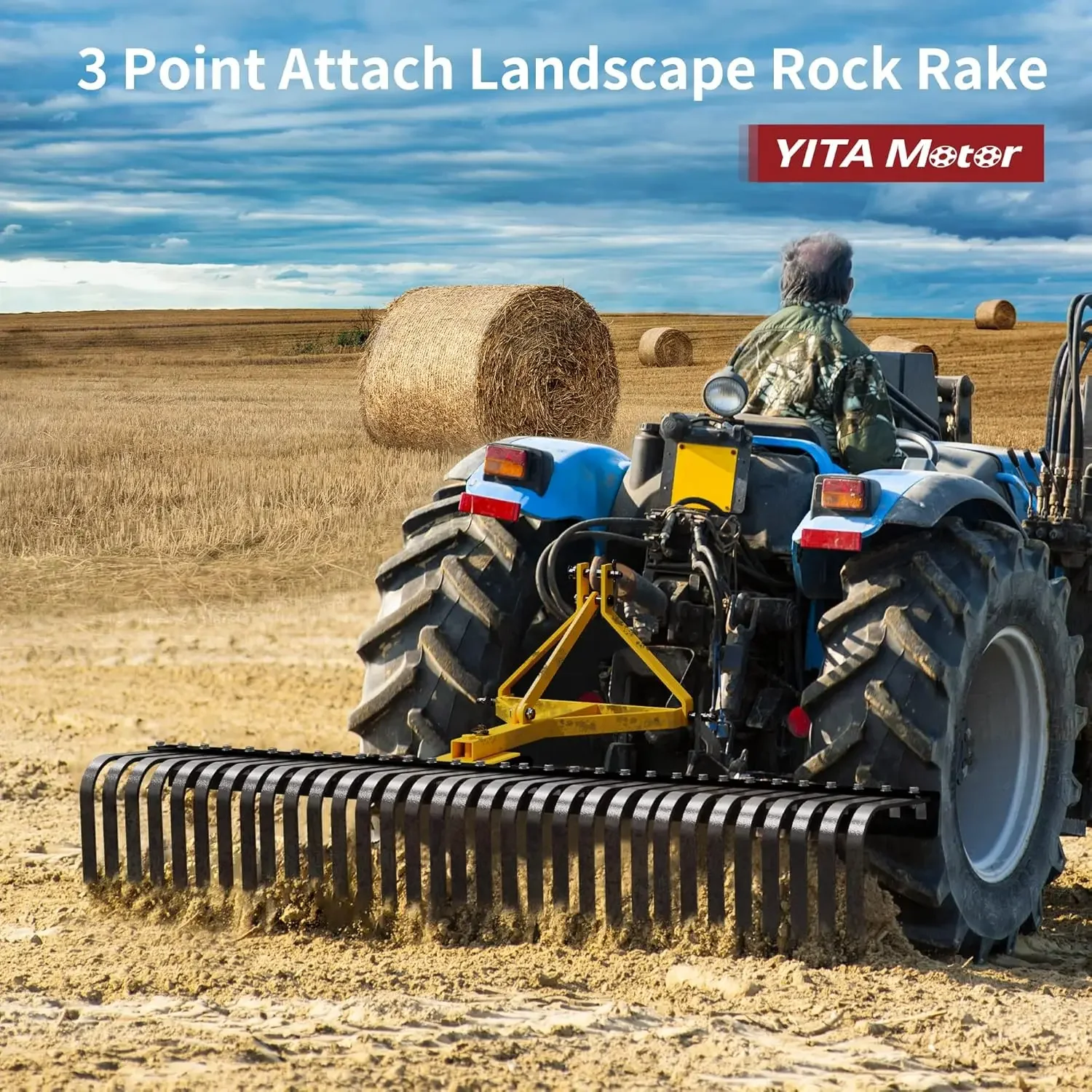 5 FT Landscape Rock Rake for Category 1, 3 Point Attach Rake with 360 Degree Rotation Tow-Behind Garden Tool
5 FT Landscape Rock Rake for Category 1, 3 Point Attach Rake with 360 Degree Rotation Tow-Behind Garden Tool