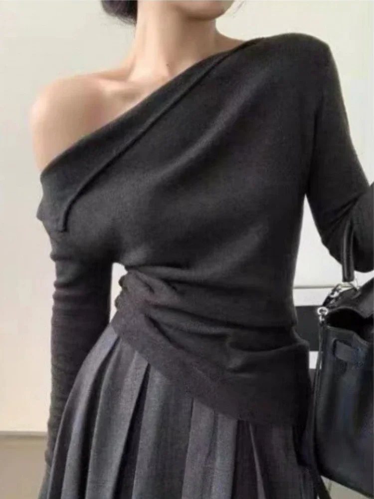 Vintage Solid Slash Neck Off Shoulder Tshirts Women Y2k Aesthetic Slim Bottoming New Long Sleeve All Match Simple Tees
Vintage Solid Slash Neck Off Shoulder Tshirts Women Y2k Aesthetic Slim Bottoming New Long Sleeve All Match Simple Tees