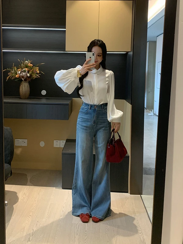 High Waist Flared Jeans Women's New 2026 Slimming Pants plus Size Breathable Denim Commute Style Straight Leg Blue Cotton Blend
High Waist Flared Jeans Women's New 2026 Slimming Pants plus Size Breathable Denim Commute Style Straight Leg Blue Cotton Blend