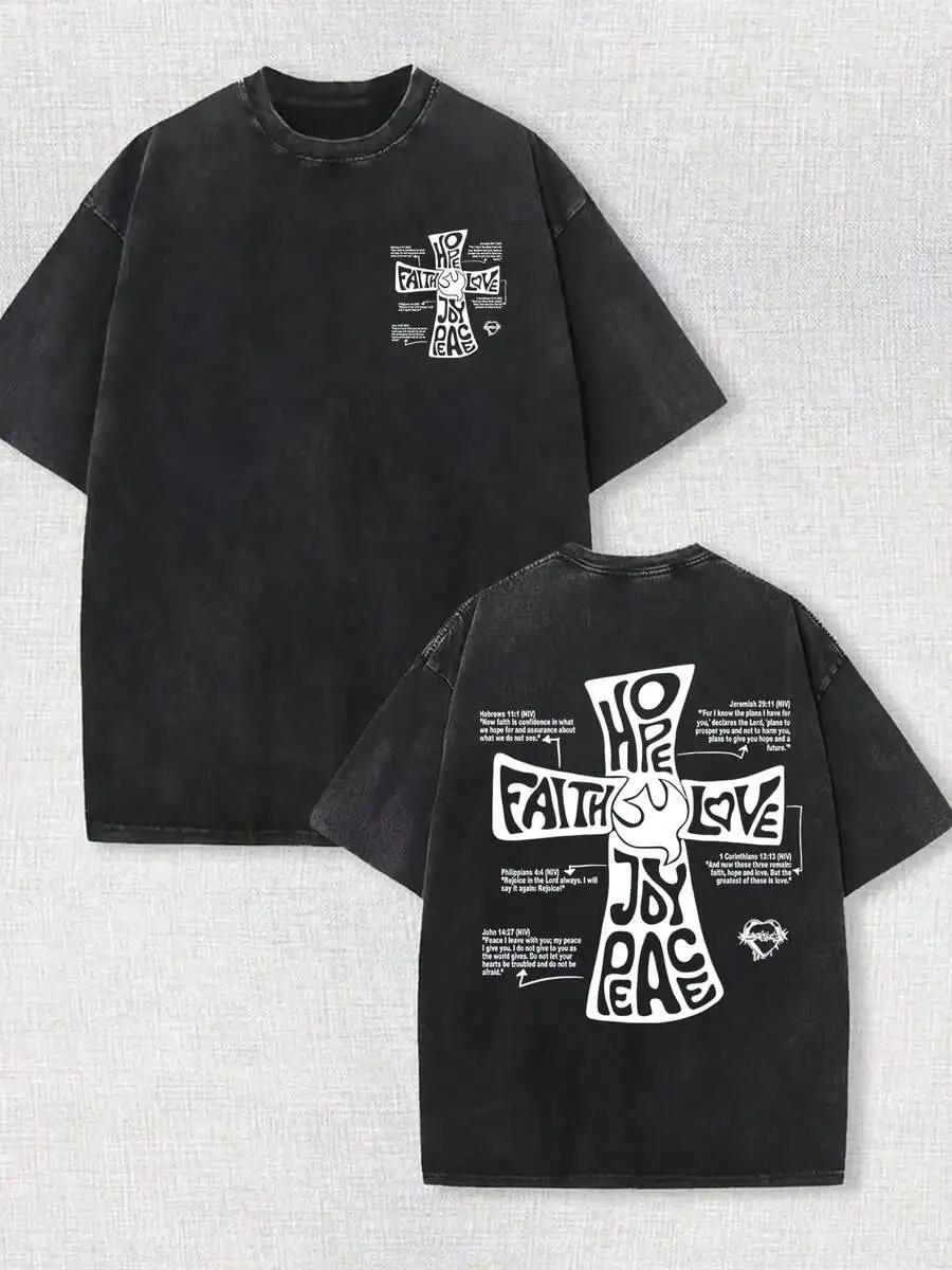 230g Washed Cotton Double-Sided Cross Print T-Shirt Men Casual Retro Tee
230g Washed Cotton Double-Sided Cross Print T-Shirt Men Casual Retro Tee