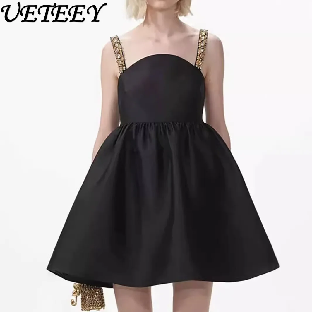 French Celebrity Rhinestone Suspender Dress Women's 2025 Summer New High-end Temperament Waist Tutu Dress Black Short Dresses
French Celebrity Rhinestone Suspender Dress Women's 2025 Summer New High-end Temperament Waist Tutu Dress Black Short Dresses