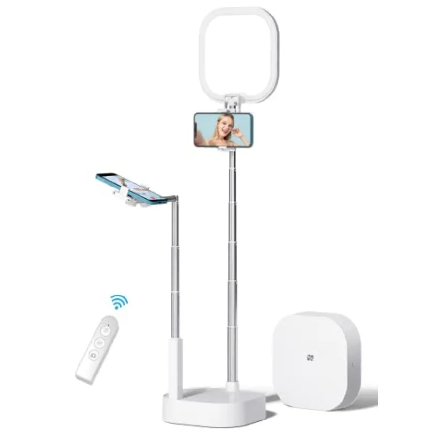 Phone Stand for Recording Overhead 360° Rotation with Two Phone Holders Content Creator Kit Rechargeable Adjust Foldable 15 Bri
Phone Stand for Recording Overhead 360° Rotation with Two Phone Holders Content Creator Kit Rechargeable Adjust Foldable 15 Bri