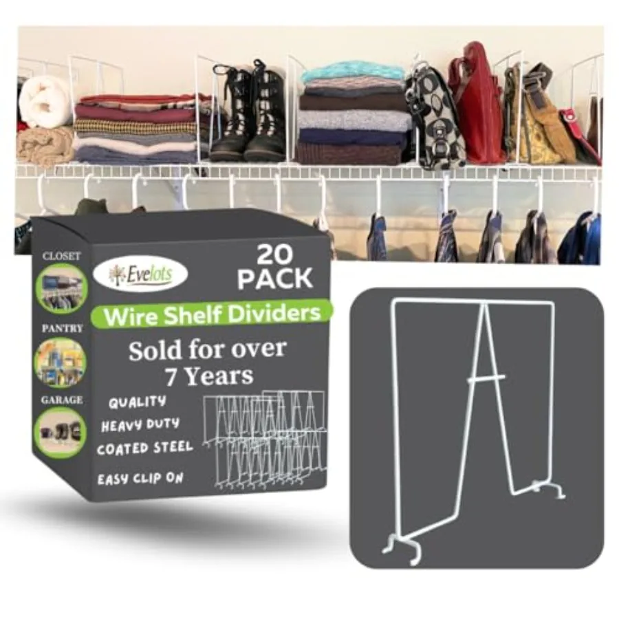 Evelots Wire Shelf Dividers - Pack- Clo Storage and Organization for fice/Pantry/Garage - Tall Shelf Separator - Easy Clip-No T
Evelots Wire Shelf Dividers - Pack- Clo Storage and Organization for fice/Pantry/Garage - Tall Shelf Separator - Easy Clip-No T