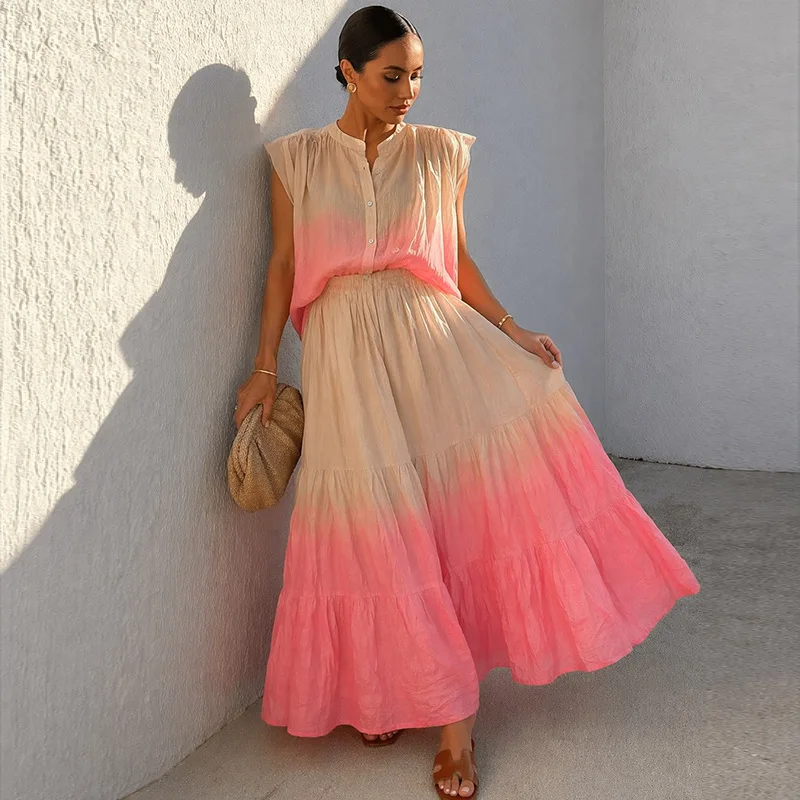 New Arrival 2026 Summer Women's Outfit, Stylish Elegant Gradient Loose Slim-Fitting Top and Dress Set
New Arrival 2026 Summer Women's Outfit, Stylish Elegant Gradient Loose Slim-Fitting Top and Dress Set