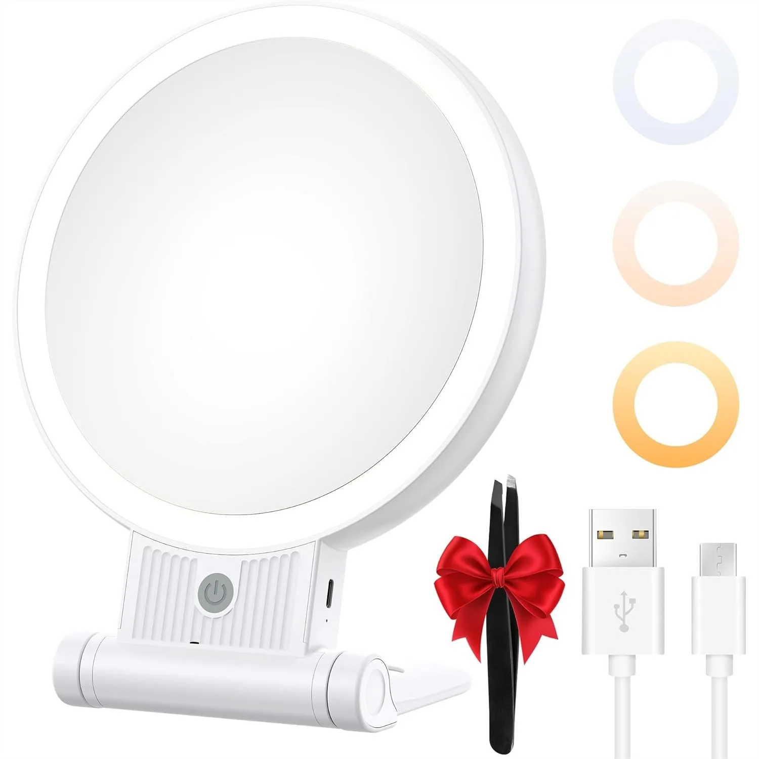 Lighted Makeup Mirror 1X/30X Magnification, Double-Sided Switch, 3-Color Lights, Rechargeable 2000mAh for Vanity or Bathroom
Lighted Makeup Mirror 1X/30X Magnification, Double-Sided Switch, 3-Color Lights, Rechargeable 2000mAh for Vanity or Bathroom