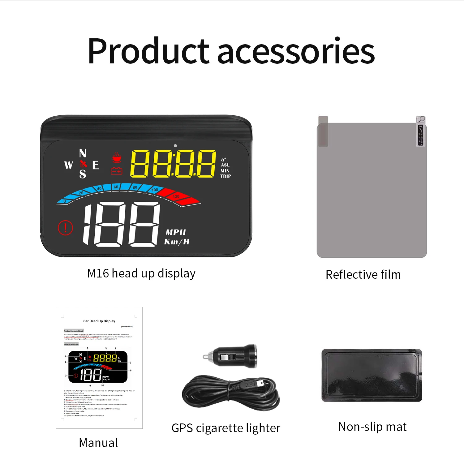 M16 GPS HUD For All Cars Head-Up Display Windshield Projection Speedometer Digital Projector Speed Voltage Distance Altitude
M16 GPS HUD For All Cars Head-Up Display Windshield Projection Speedometer Digital Projector Speed Voltage Distance Altitude