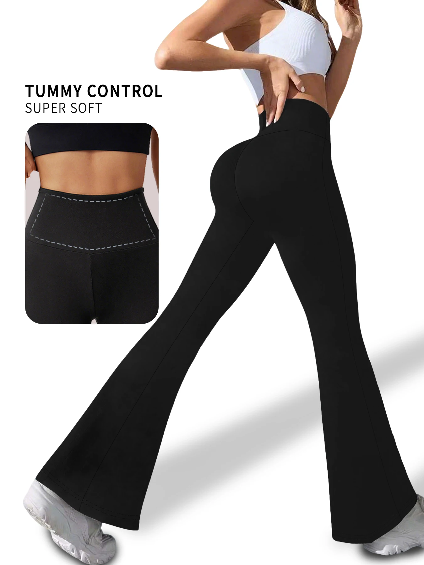 Elegant women's high-waisted flared pants for yoga workout. Suitable for women leggings to use for leisure.
Elegant women's high-waisted flared pants for yoga workout. Suitable for women leggings to use for leisure.