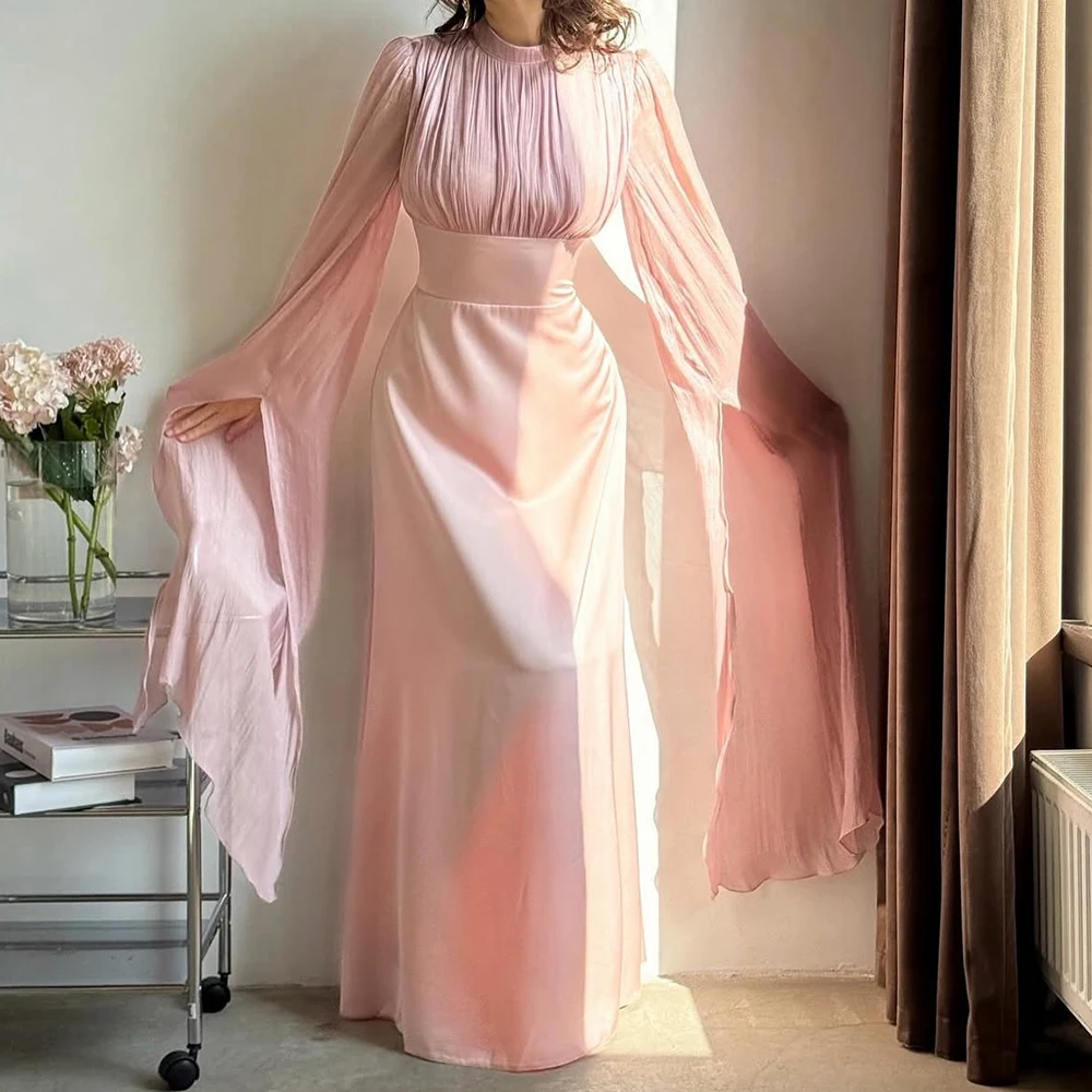 Customized A-line Evening Dresses Floor-length High-neck Full Sleeve Prom Gown Simple Fashion Draped Pleat Casual Party Gown
Customized A-line Evening Dresses Floor-length High-neck Full Sleeve Prom Gown Simple Fashion Draped Pleat Casual Party Gown