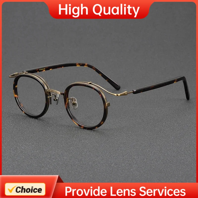 High Quality 2526K Retro Artistic Round Acetate Titanium Eyeglasses Frames Japanese Hand made Men's Women's Fashion Custom Lens
High Quality 2526K Retro Artistic Round Acetate Titanium Eyeglasses Frames Japanese Hand made Men's Women's Fashion Custom Lens