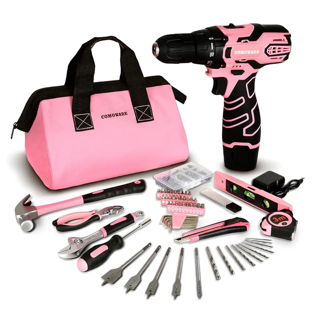 12V Pink Cordl Drill Home Tool Kit, Pink Drill Set For Women, Lady'S Home Repairing Tool Kit Hand Tool Set For Diy
12V Pink Cordl Drill Home Tool Kit, Pink Drill Set For Women, Lady'S Home Repairing Tool Kit Hand Tool Set For Diy