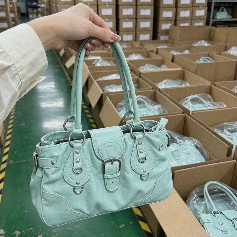 Luxury Y2k Motorcycle Rivet Pu Leather Tote Bag Vintage Mint Green Large Capacity Shoulder Bag Fashionable Simple Women Bag New
Luxury Y2k Motorcycle Rivet Pu Leather Tote Bag Vintage Mint Green Large Capacity Shoulder Bag Fashionable Simple Women Bag New