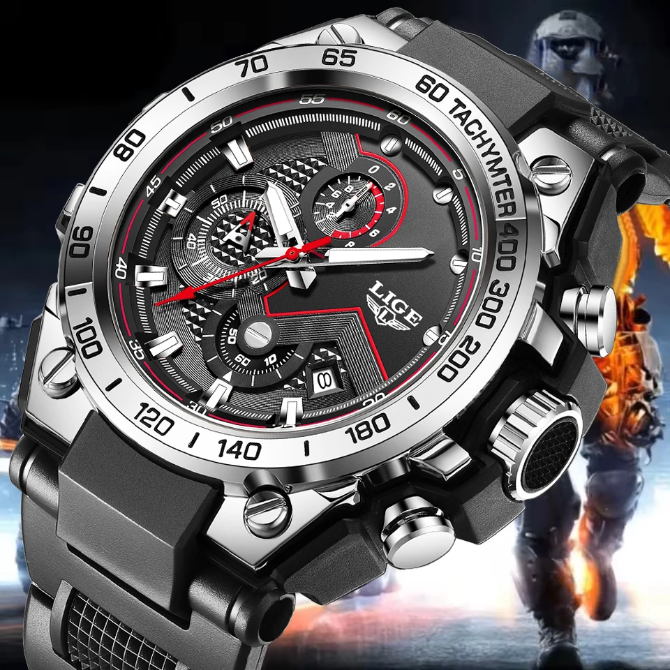 LIGE Men Watch Waterproof Black Silicone Sports Chronograph Luminous Wristwatch Clock Fashion Business Quartz Watches For Men
LIGE Men Watch Waterproof Black Silicone Sports Chronograph Luminous Wristwatch Clock Fashion Business Quartz Watches For Men