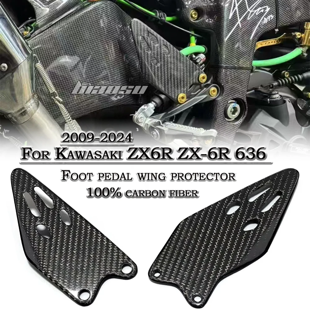 For KAWASAKI ZX-6R 636 / 2019-2026 100% 3K Carbon Fiber Rear Foot Heel Guards Motorcycle Accessories Footrest Wings Protector
For KAWASAKI ZX-6R 636 / 2019-2026 100% 3K Carbon Fiber Rear Foot Heel Guards Motorcycle Accessories Footrest Wings Protector