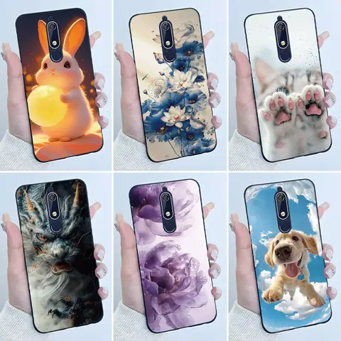 Casing For Nokia 5.1 6.1 Aesthetic Luxury Cute Cool Boys Girls Soft silicone Phone Case Back Cover Black Matte Protective Shell