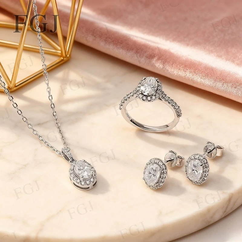 Custom Jewelry Set Oval 925 Sterling Silver With Earrings Ring Necklace for Women Elegant Bridal Wedding Party Jewelry Gifts
Custom Jewelry Set Oval 925 Sterling Silver With Earrings Ring Necklace for Women Elegant Bridal Wedding Party Jewelry Gifts
