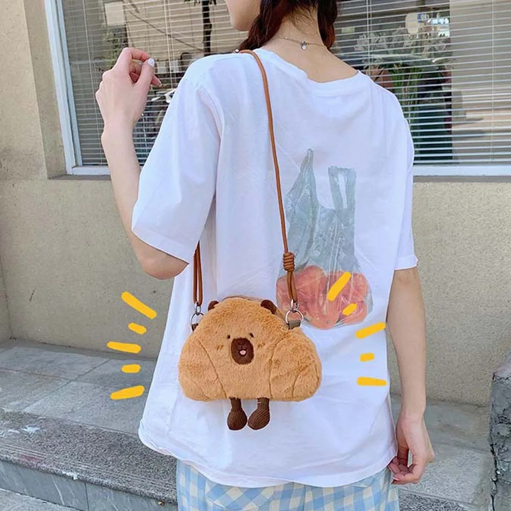 Cute Bread Capybara Shoulder Bag Lightweight Large Capacity Plush Croissant Crossbody Bag Furry Soft Creative Cartoon Pouch
Cute Bread Capybara Shoulder Bag Lightweight Large Capacity Plush Croissant Crossbody Bag Furry Soft Creative Cartoon Pouch