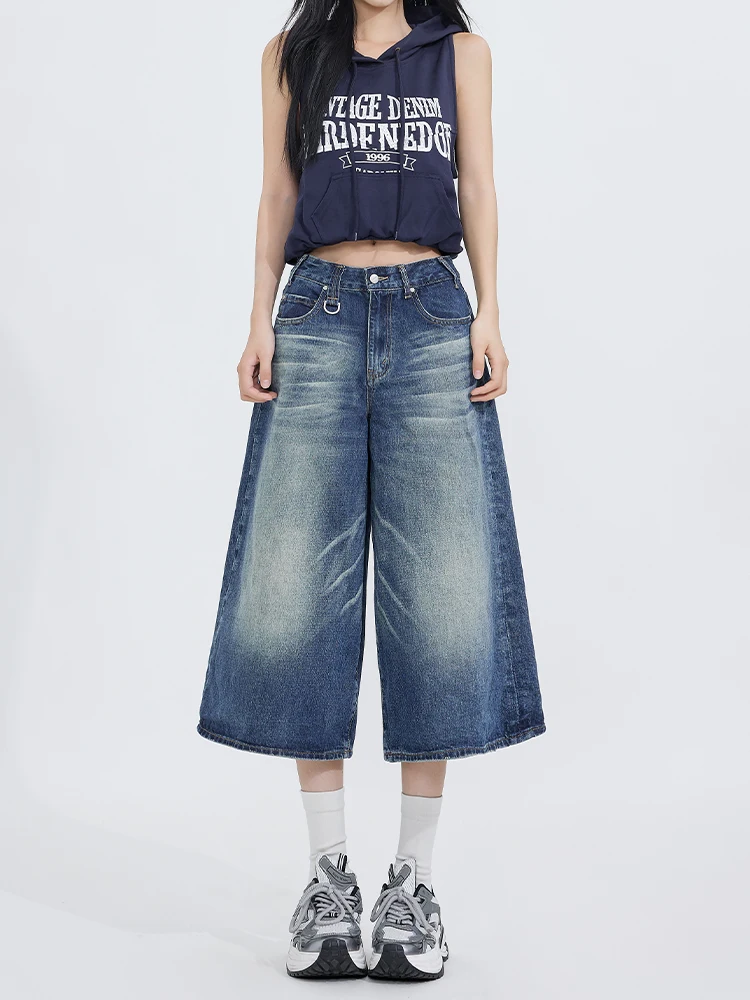 Retro High Waist Wide Leg Seven-Foot Women's Jeans American Washed Straight Cut Short Trousers Dkmelissa Casual Loose Fit Denim
Retro High Waist Wide Leg Seven-Foot Women's Jeans American Washed Straight Cut Short Trousers Dkmelissa Casual Loose Fit Denim