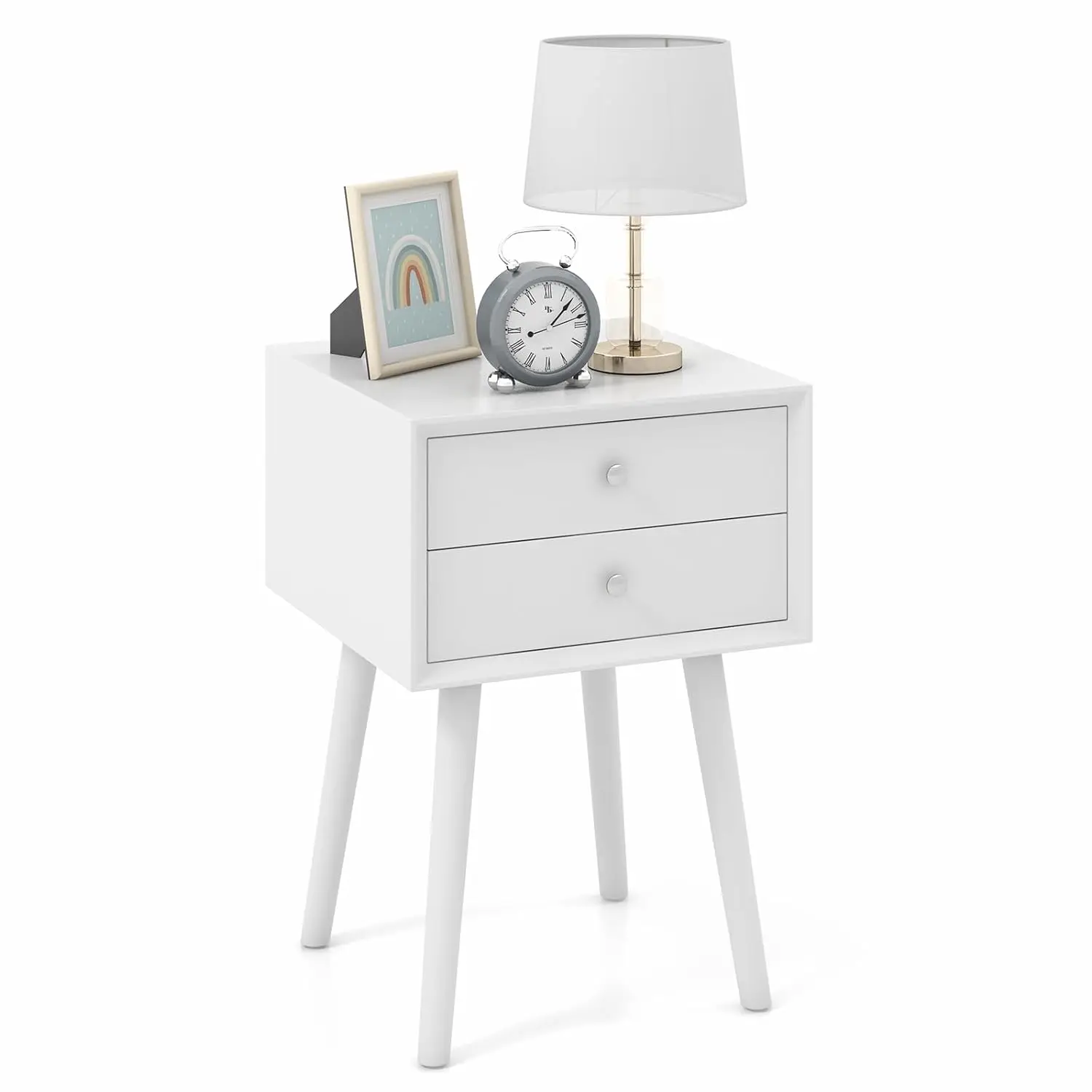 Mid Century 2-Drawer Wooden Nightstand Bedside End Table Storage Bedroom White, Customized
Mid Century 2-Drawer Wooden Nightstand Bedside End Table Storage Bedroom White, Customized