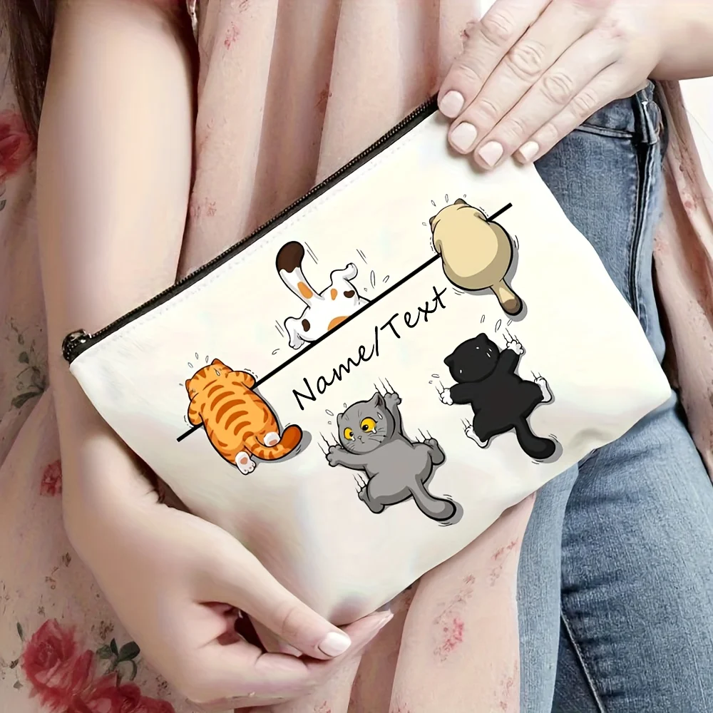 Vintage Cute Cat Pattern Makeup Bag with Personalized Name - Ideal Gift for Mother, Daughter, Best Friend, Teacher
Vintage Cute Cat Pattern Makeup Bag with Personalized Name - Ideal Gift for Mother, Daughter, Best Friend, Teacher
